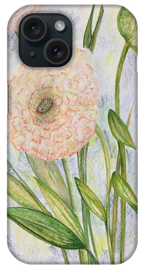 Flower iPhone Case featuring the drawing Ranunculus by Norma Duch