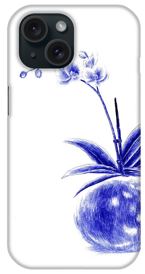 Blue iPhone Case featuring the drawing Rare Beauty by Alice Chen