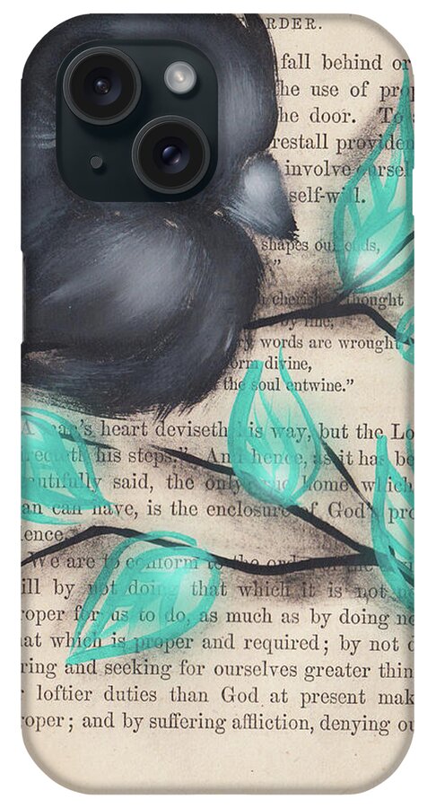 Crow iPhone Case featuring the painting Raven -3 by Abril Andrade