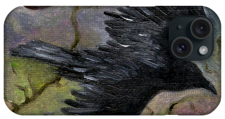 Birds iPhone Case featuring the painting Raven in Twilight by FT McKinstry
