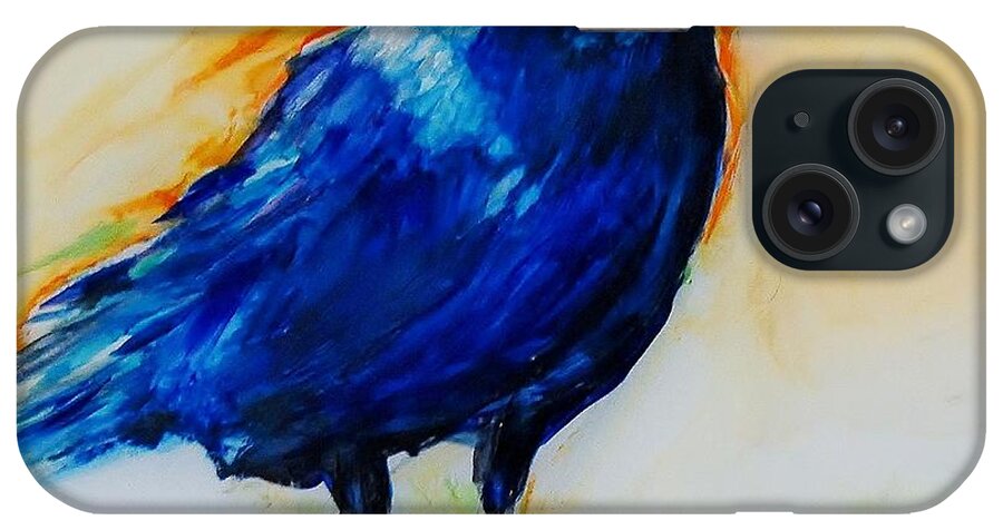Raven iPhone Case featuring the painting Crow by Jean Cormier