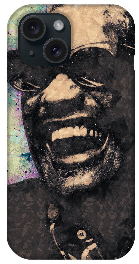 Ray Charles iPhone Case featuring the mixed media Ray Charles Portrait by Studio Grafiikka