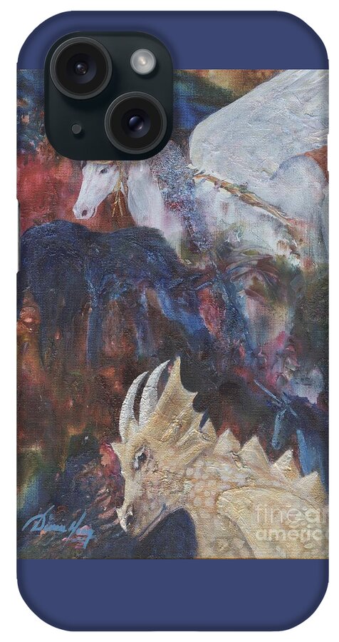 Unicorns iPhone Case featuring the painting Rayden's Magic by Denise Hoag