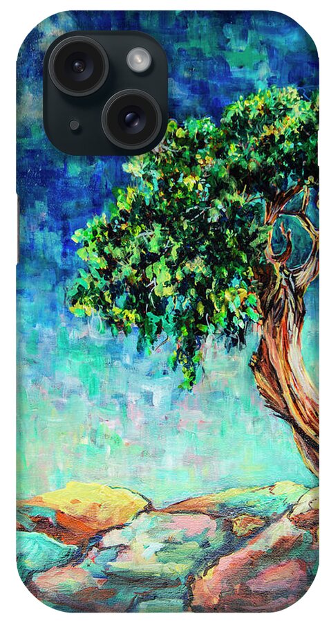 Tree iPhone Case featuring the painting Reaching for the Moon #1 by Sally Quillin
