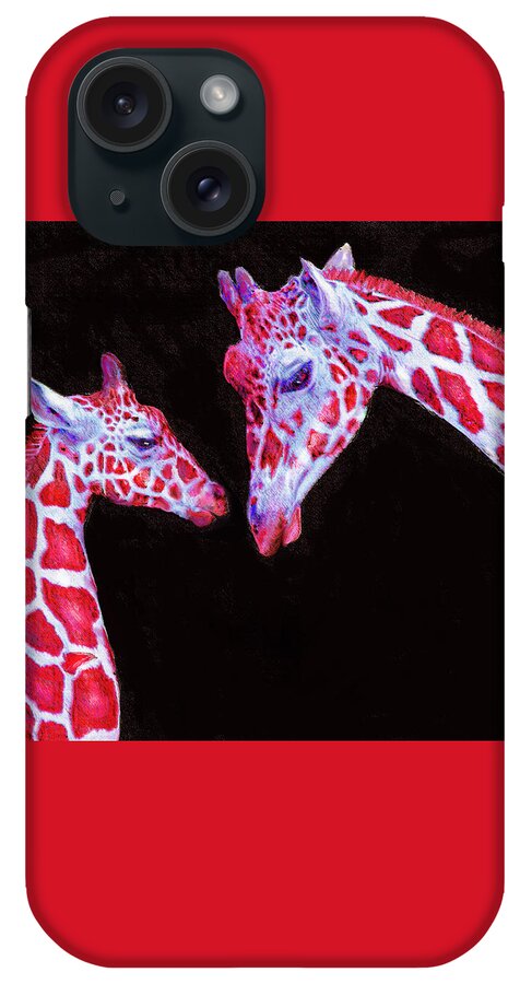 Jane Schnetlage iPhone Case featuring the digital art Read And Black Giraffes by Jane Schnetlage