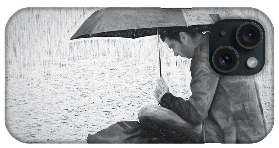 Man iPhone Case featuring the photograph Reading in the Rain - Umbrella by Nikolyn McDonald