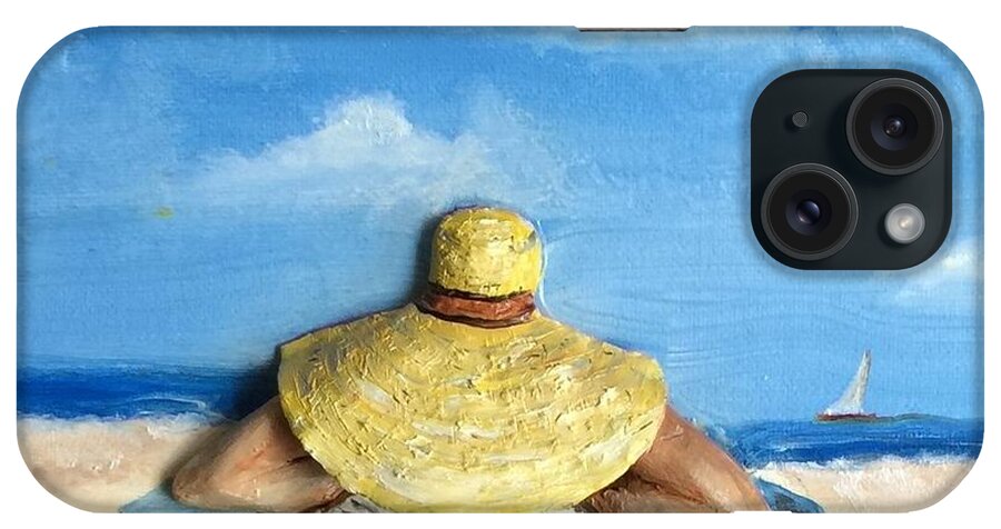 Beach iPhone Case featuring the mixed media Reading On The Beach by Ryszard Ludynia