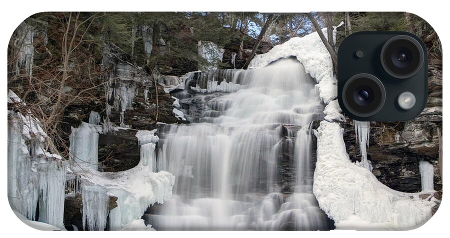 Ganoga Falls iPhone Case featuring the photograph Receding Winter Ice At Ganoga Falls by Gene Walls