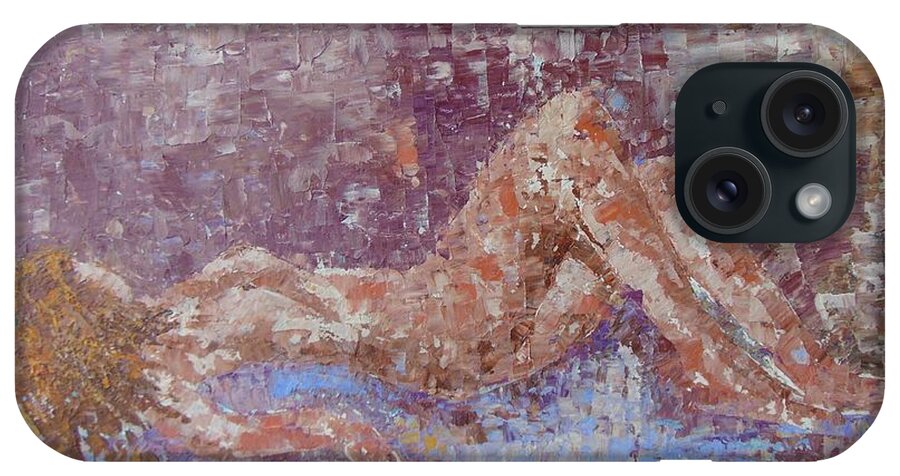 Lavender Field iPhone Case featuring the painting Recline nude by Frederic Payet