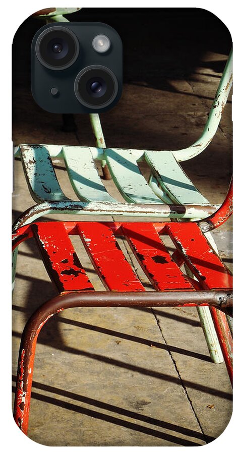 Red iPhone Case featuring the photograph Red and Aqua Chairs by Valerie Reeves