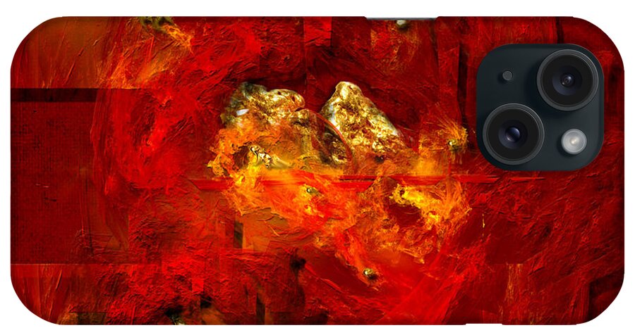Abstract iPhone 15 Case featuring the painting Red and gold by Alexa Szlavics
