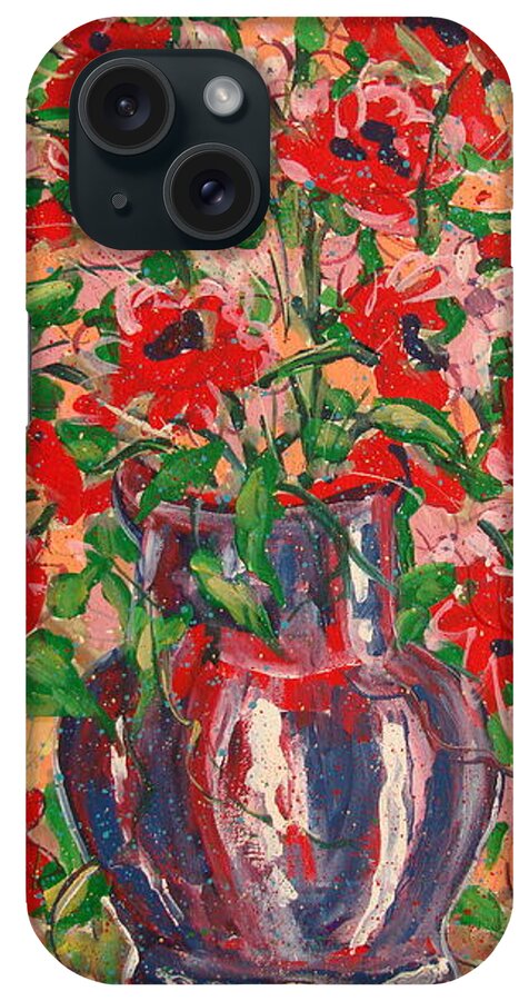 Flowers iPhone Case featuring the painting Red And Pink Poppies. by Leonard Holland
