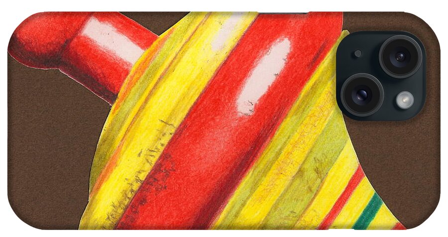 Drawing iPhone Case featuring the drawing Red and Yellow Top by Glenda Zuckerman