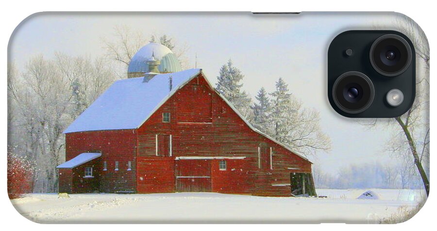 Red Barn iPhone Case featuring the photograph Red Barn in the Snow by Julie Lueders 