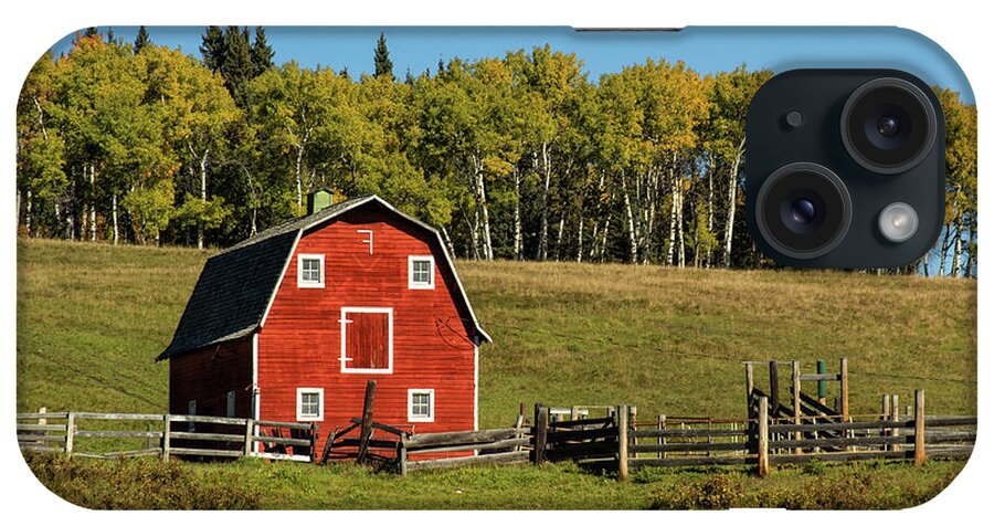 Sky iPhone Case featuring the photograph Red barn on the hill by Celine Pollard