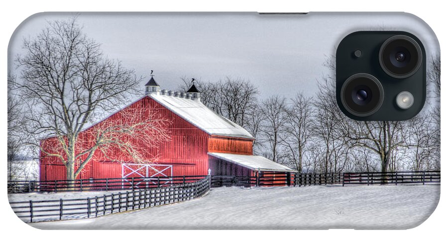 Landscape iPhone Case featuring the photograph Red Barn Winter by Sam Davis Johnson