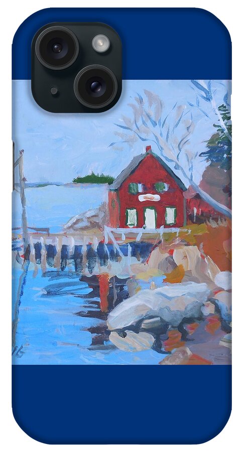 Boat House iPhone Case featuring the painting Red Boat House by Francine Frank