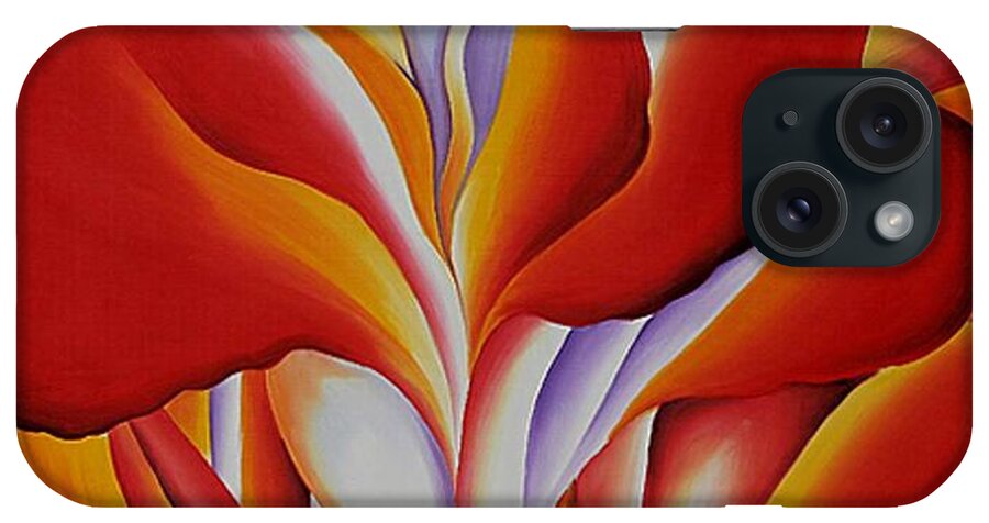 Red iPhone Case featuring the painting Red Canna by Georgia OKeefe