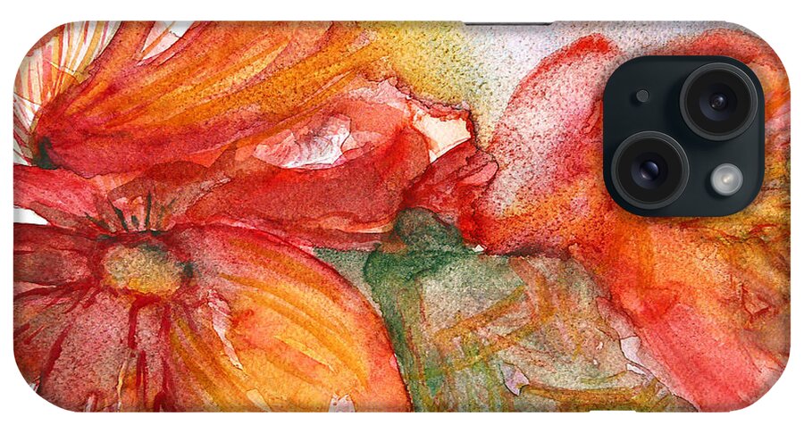 Red Flowers iPhone Case featuring the painting Red Dance by Jasna Dragun