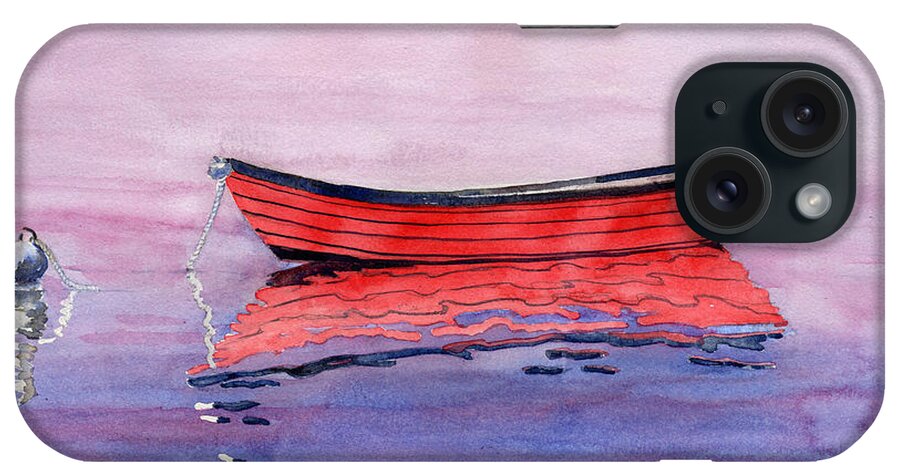Red Dory iPhone Case featuring the painting Red Dory by Melly Terpening