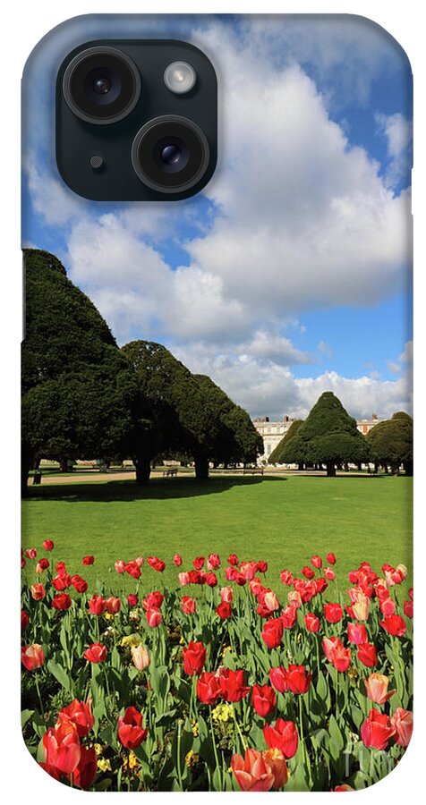 Spring iPhone Case featuring the photograph Red Flowers at Hampton Court by Julia Gavin