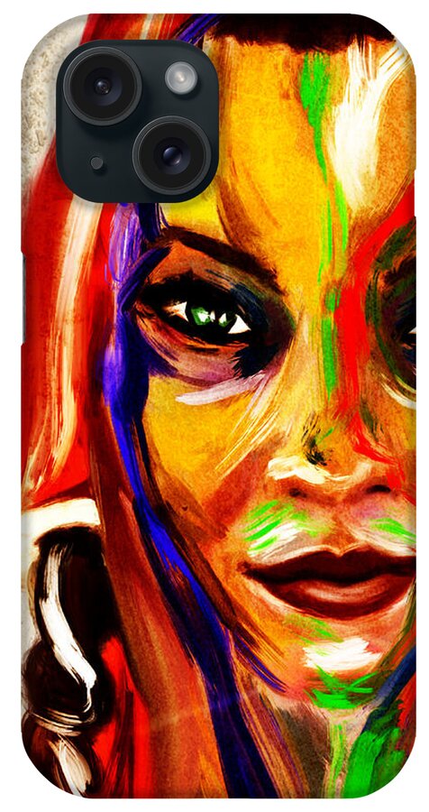 Portrait iPhone Case featuring the digital art Red Head Scarf by Michael Kallstrom