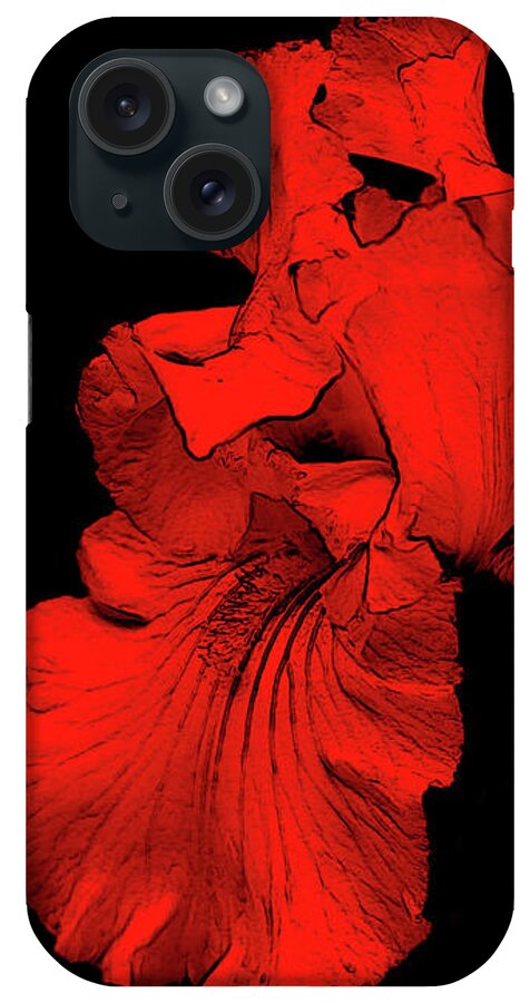 Flower iPhone Case featuring the digital art Red Hot Iris by Smilin Eyes Treasures
