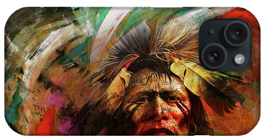 Native American iPhone Case featuring the painting Red Indians 02 by Gull G