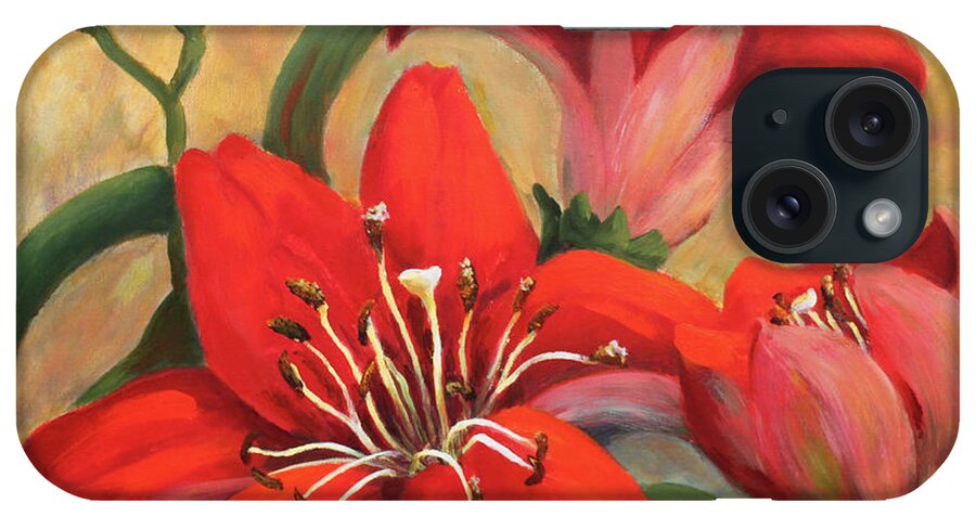  iPhone Case featuring the painting Red Lily/ Queen of garden by Marta Styk