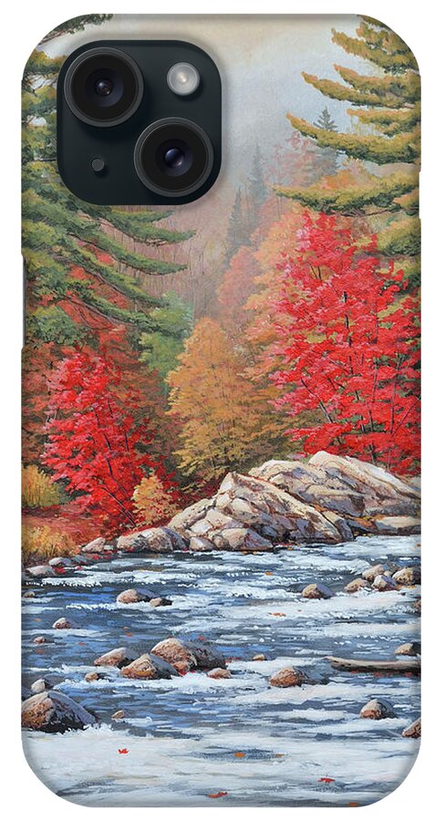 Jake Vandenbrink iPhone Case featuring the painting Red Maples, White Water by Jake Vandenbrink