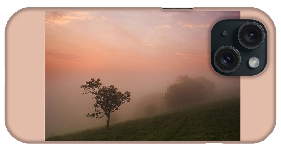 Misty iPhone Case featuring the photograph Red Mist on the South Downs by Hazy Apple