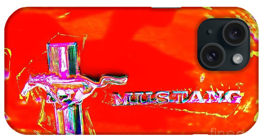 200 Views iPhone Case featuring the photograph Red Mustang Mod by Jenny Revitz Soper