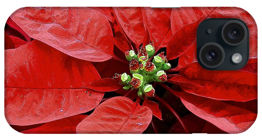 Hao Aiken iPhone Case featuring the digital art Red Poinsettia - Christmas Flower by Hao Aiken