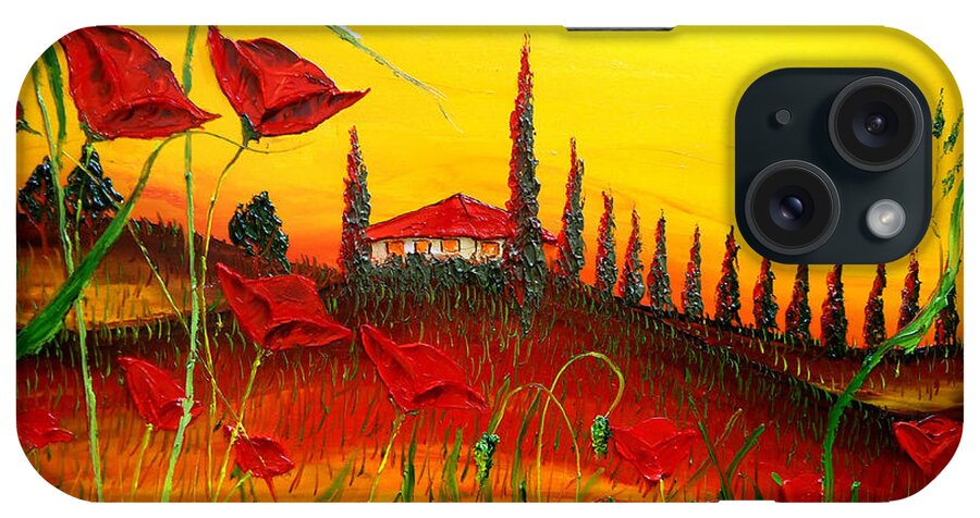  iPhone Case featuring the painting Red Poppies Of Tuscany #2 by James Dunbar