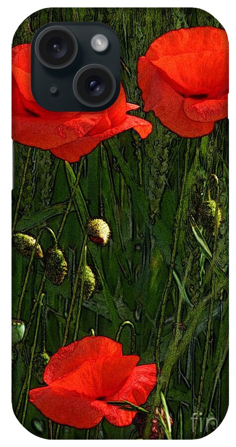 Art iPhone Case featuring the photograph Red Poppy Flowers In Grassland 3 by Jean Bernard Roussilhe