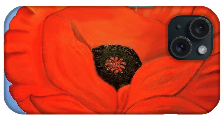 Red iPhone Case featuring the painting Red Poppy With Style by Margaret Harmon