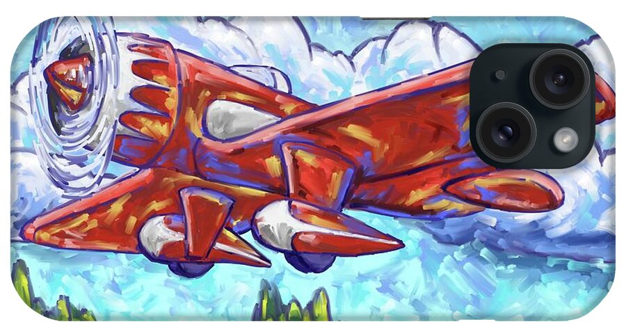 Red iPhone Case featuring the painting Red Racing Plane by Tim Gilliland