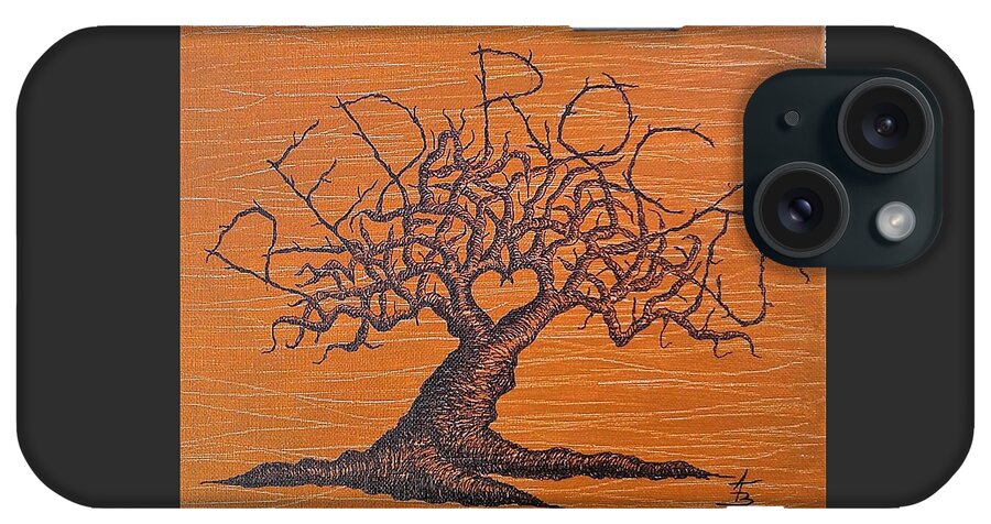 Red Rocks iPhone Case featuring the drawing Red Rocks Love Tree by Aaron Bombalicki