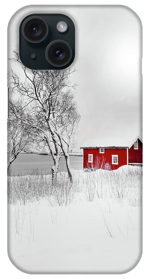Norway iPhone Case featuring the photograph Red Solitude by Philippe Sainte-Laudy