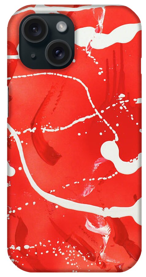 Abstract Art iPhone Case featuring the painting Red spill by Thomas Blood