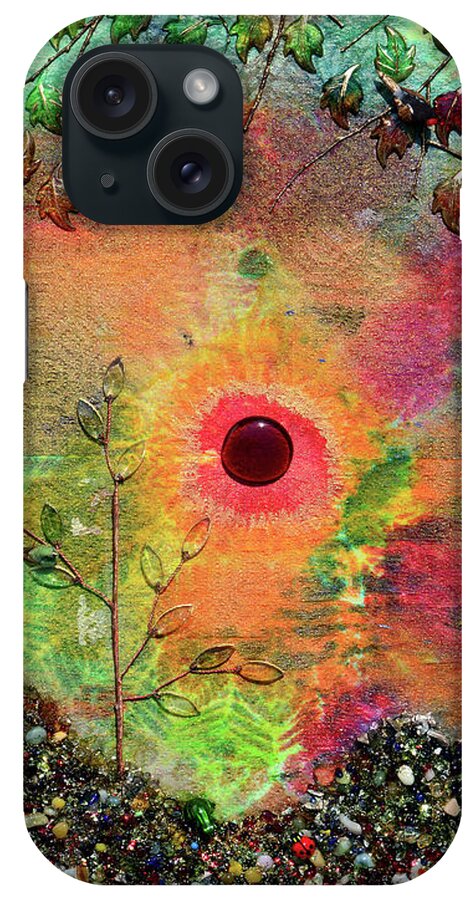 Red Sun iPhone Case featuring the mixed media Red Sun Rising by Donna Blackhall