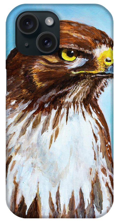 Oil Paint iPhone Case featuring the painting Red Tailed Hawk Portrait by Rick Mosher