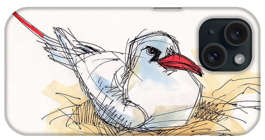 Red-tailed Tropicbird iPhone Case featuring the painting Red-tailed Tropicbird on Aitutaki by Judith Kunzle