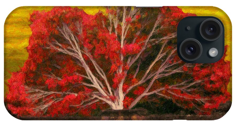 Landscape iPhone Case featuring the painting Red Thai Tree by Rob Tullis