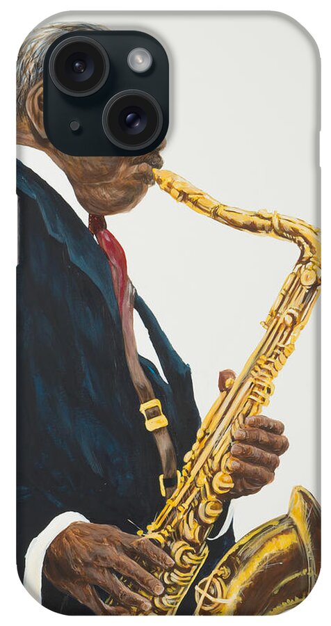 Coleman Hawkins iPhone Case featuring the painting Red Tie Jam Mr. Coleman Hawkins 1963 by Roger W Price