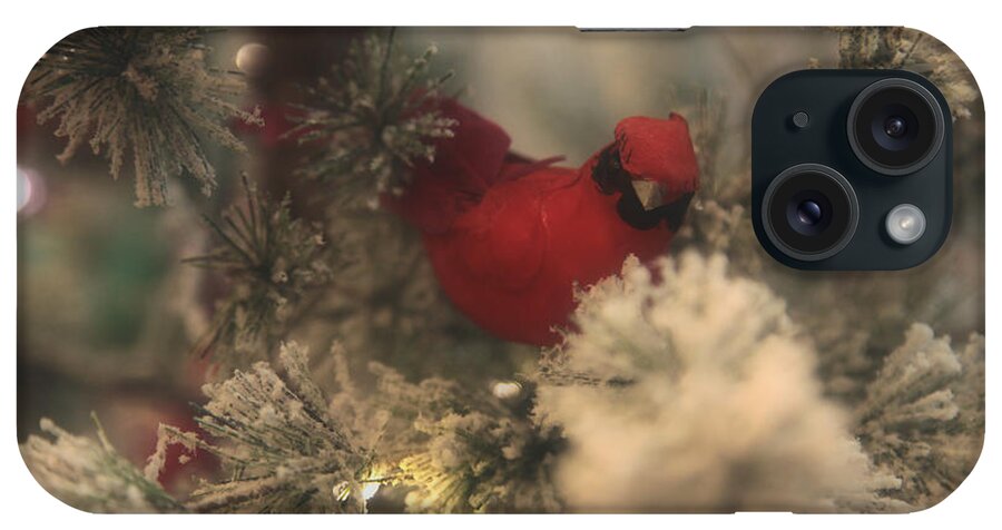 Christmas iPhone Case featuring the photograph Redbird Snowy Greetings by Toni Hopper