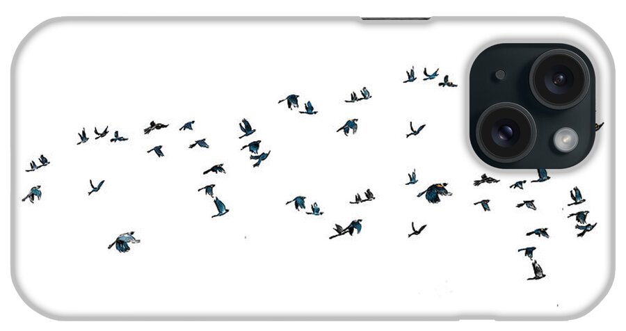 Blackbird iPhone Case featuring the digital art Redwing Blackbirds in Flight by Thomas Hamm