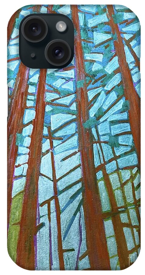 Nature iPhone Case featuring the painting Redwood trees by Wonju Hulse