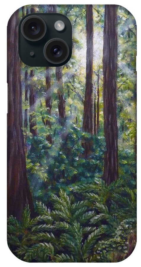 Redwoods iPhone Case featuring the painting Redwoods by Amelie Simmons