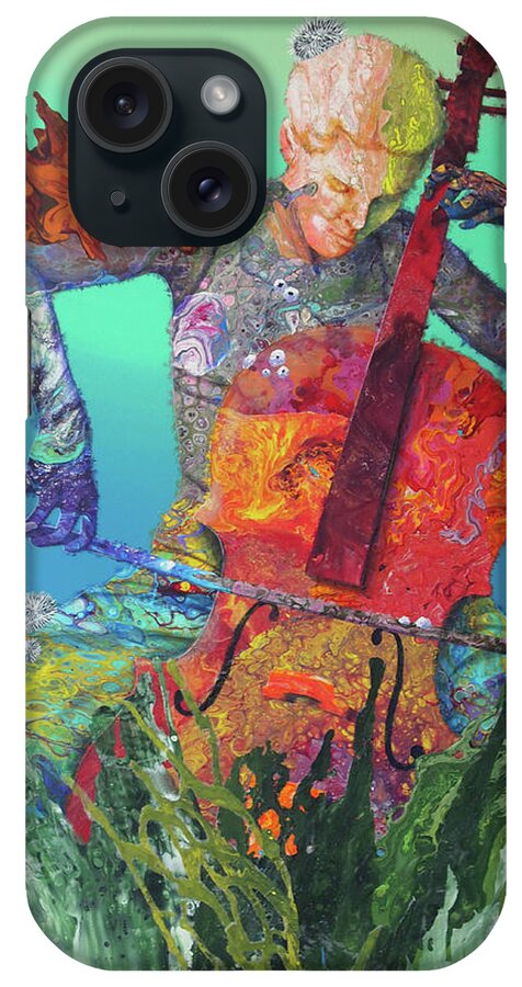 Cellist iPhone Case featuring the painting Reef Music - Cellist by Marguerite Chadwick-Juner